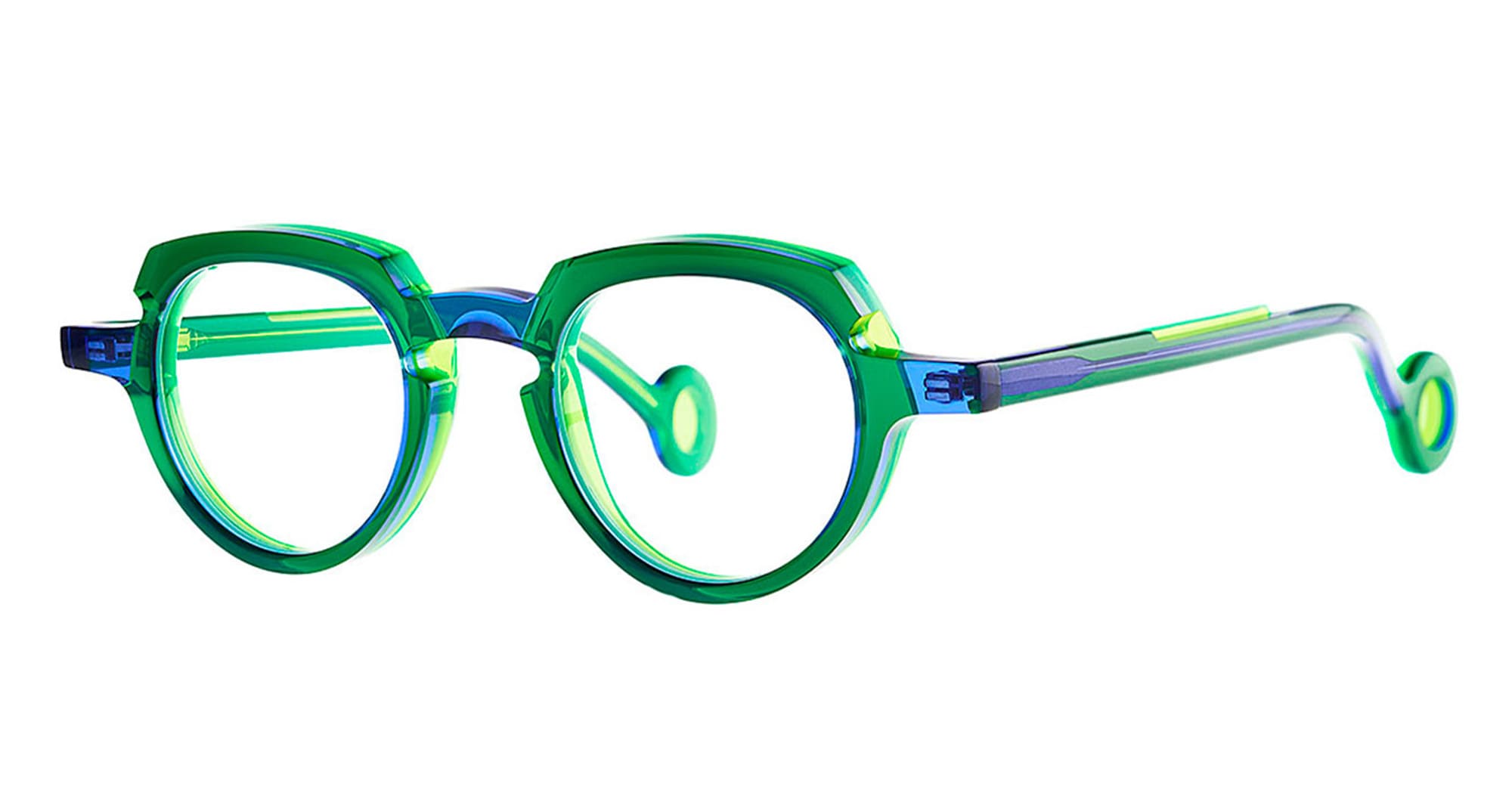 Theo eyewear Andy - 009 tranparent blue / fluo green rx – Mondello