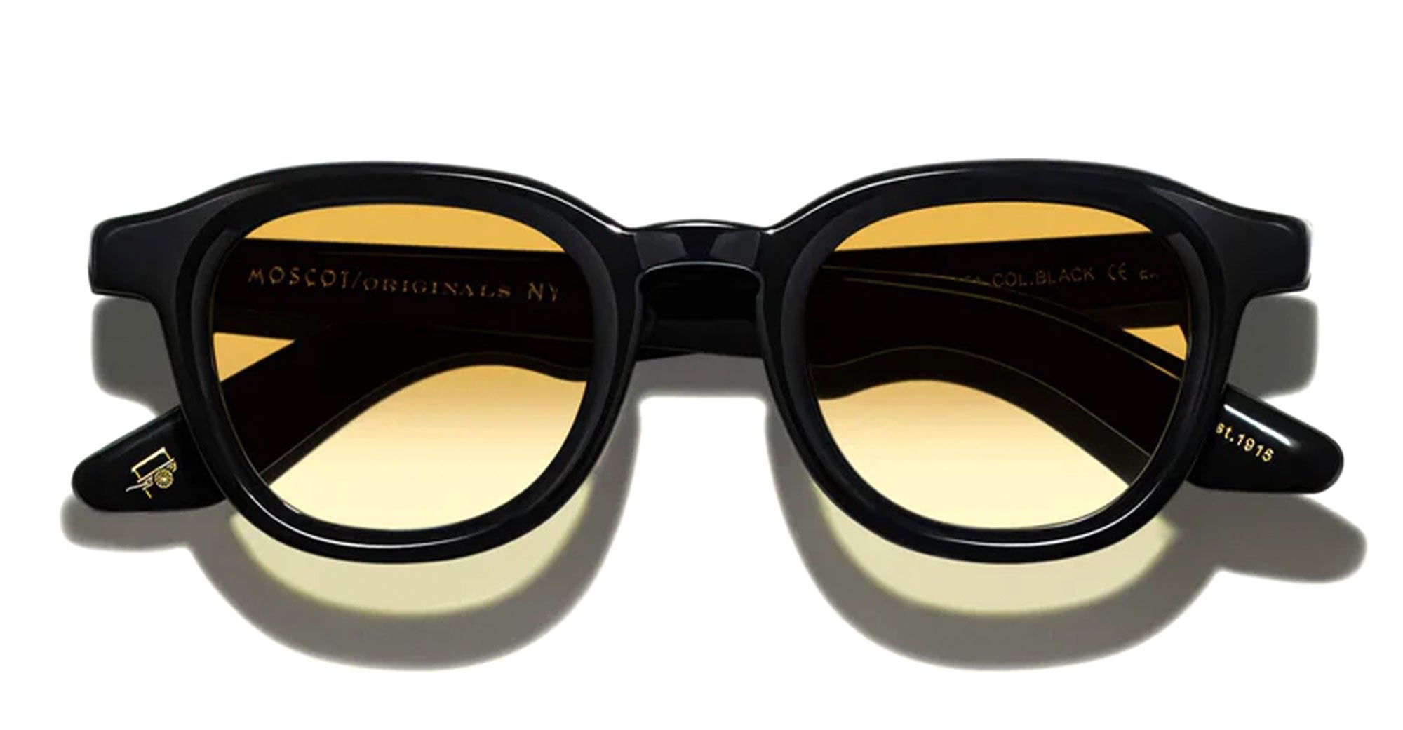 Moscot Dahven (44) - black / custom chestnut fade lens – Mondello 1962
