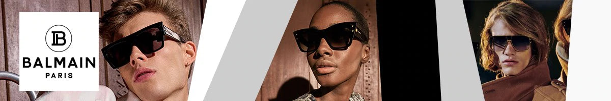 A pair of Balmain oversized frames featuring the signature gold-toned labyrinth labyrinth hardware on the temples.