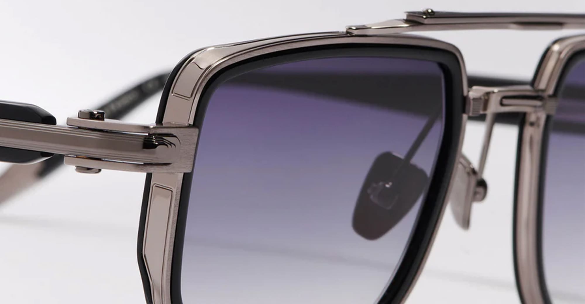 Ottica Mondello Roma - John Dalia - KAI-C420 - KAÏ - C420 ShinyBlack / Brushed Ruthenium - Metal - shape Geometric - Black, Grey - EYEWEAR - SUNGLASSES - Unisex,Uomo,Donna,Women,Men - lens Gradient blue - Made In France