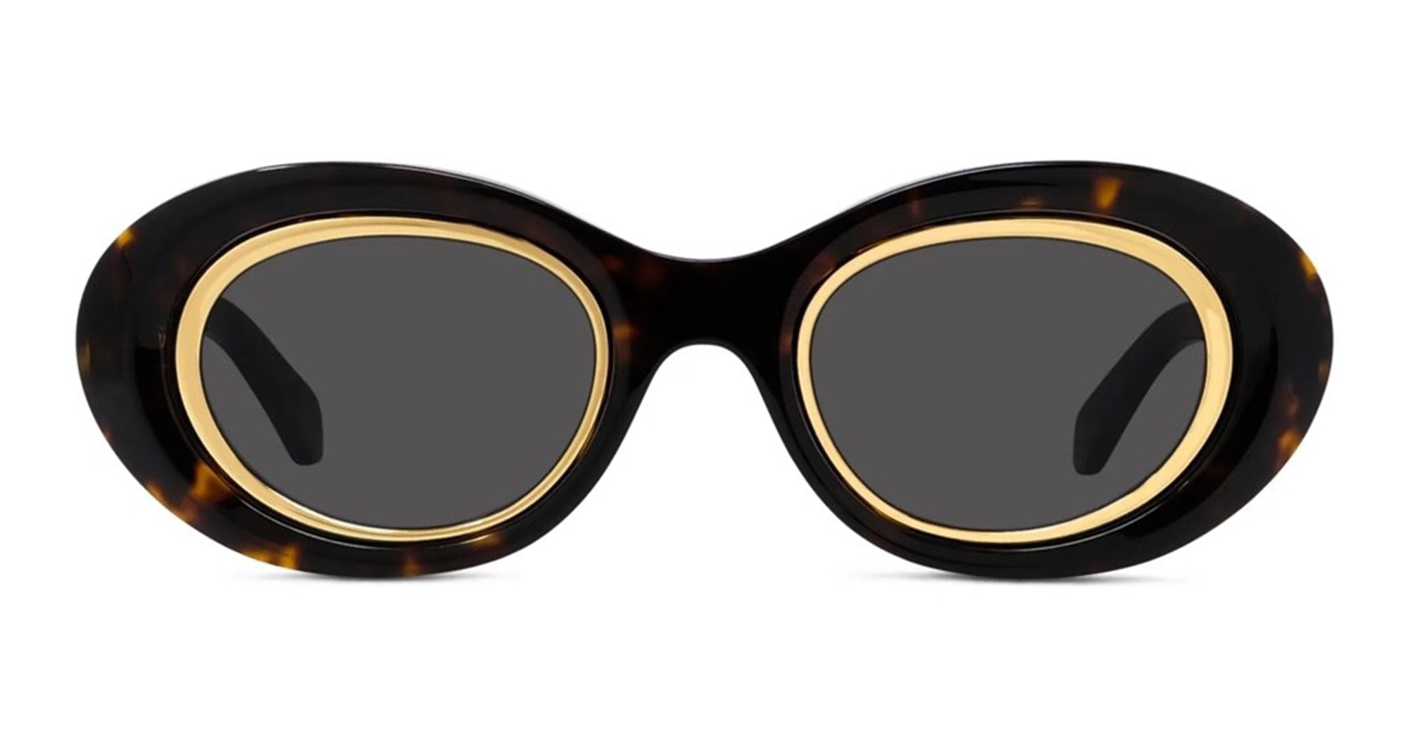 Ottica Mondello Roma - Loewe - LW40190I5452A - ANAGRAM HAVANA OVAL SUNGLASSES - Acetate - shape Oval - Havana - EYEWEAR - SUNGLASSES - Donna,Women - lens Grey - Made In Italy