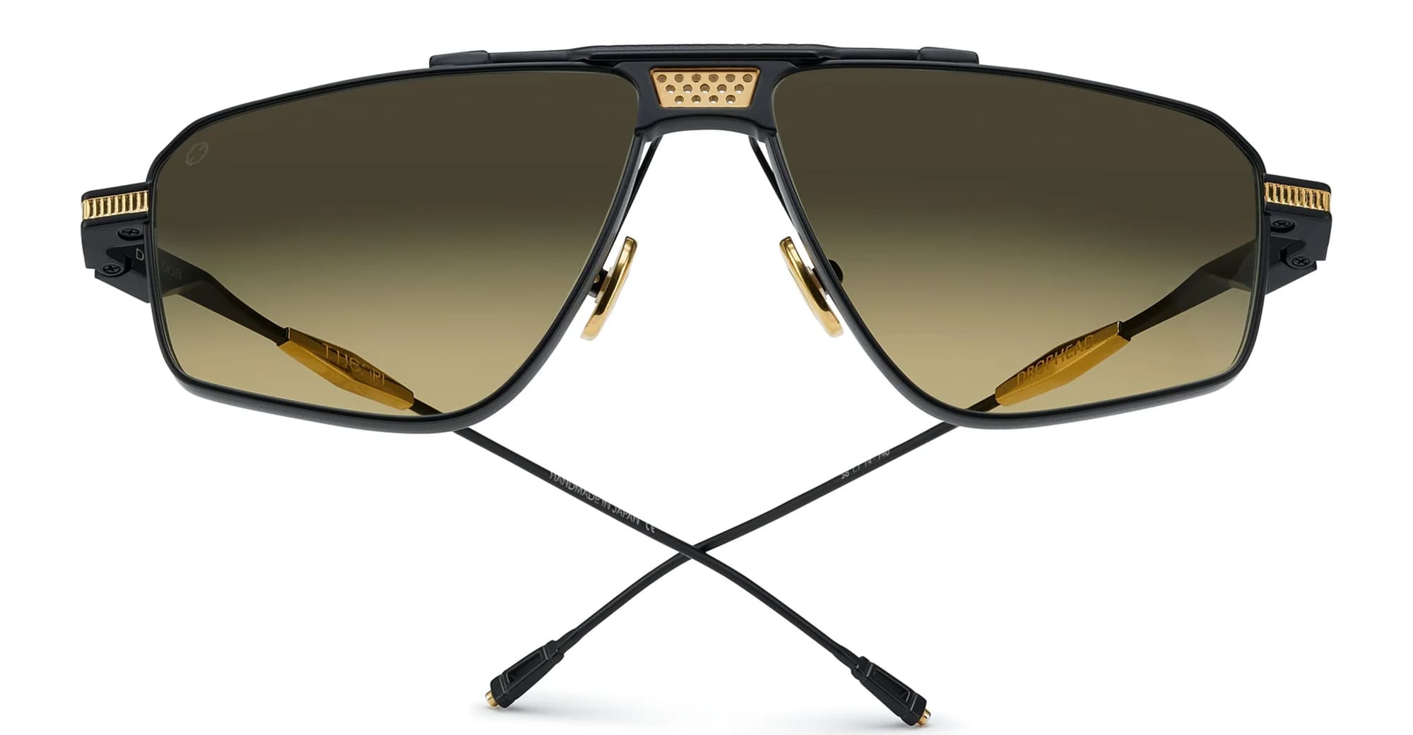 Ottica Mondello Roma - T HENRI - DMC008 - DROPHEAD - TRAVERSE - Titanium - shape Aviator - Black, gold - EYEWEAR - SUNGLASSES - Unisex,Uomo,Donna,Women,Men - lens Gradient brown - Made In Japan