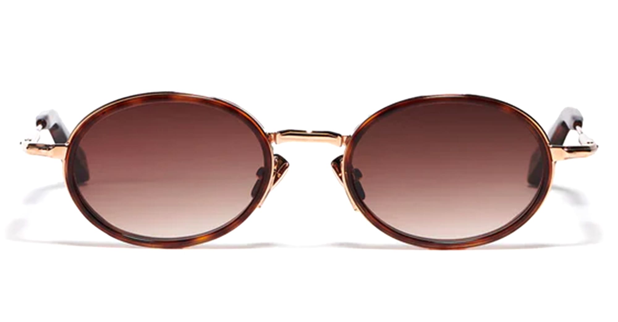 Ottica Mondello Roma - John Dalia - EDDIE-C121 - EDDIE - C121 Dark Brown Tortoise - Rose Gold 18K - Metal - shape Oval - brown, gold - EYEWEAR - SUNGLASSES - Unisex,Uomo,Donna,Women,Men - lens Gradient brown - Made In France
