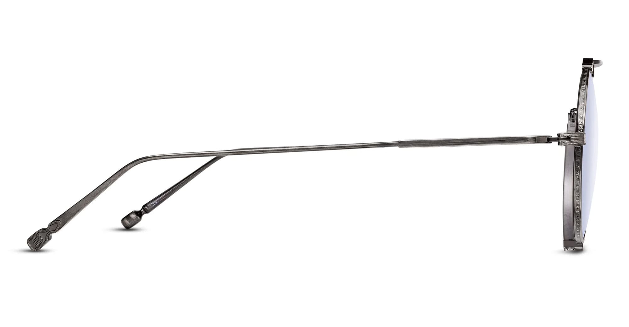 Ottica Mondello Roma - Matsuda - M3154.SG.AS.46 - M3154 - ANTIQUE SILVER / CAFE BLUE - Titanium - shape Round - Silver - EYEWEAR - SUNGLASSES - Unisex,Uomo,Donna,Women,Men - lens light blue - Made In Japan