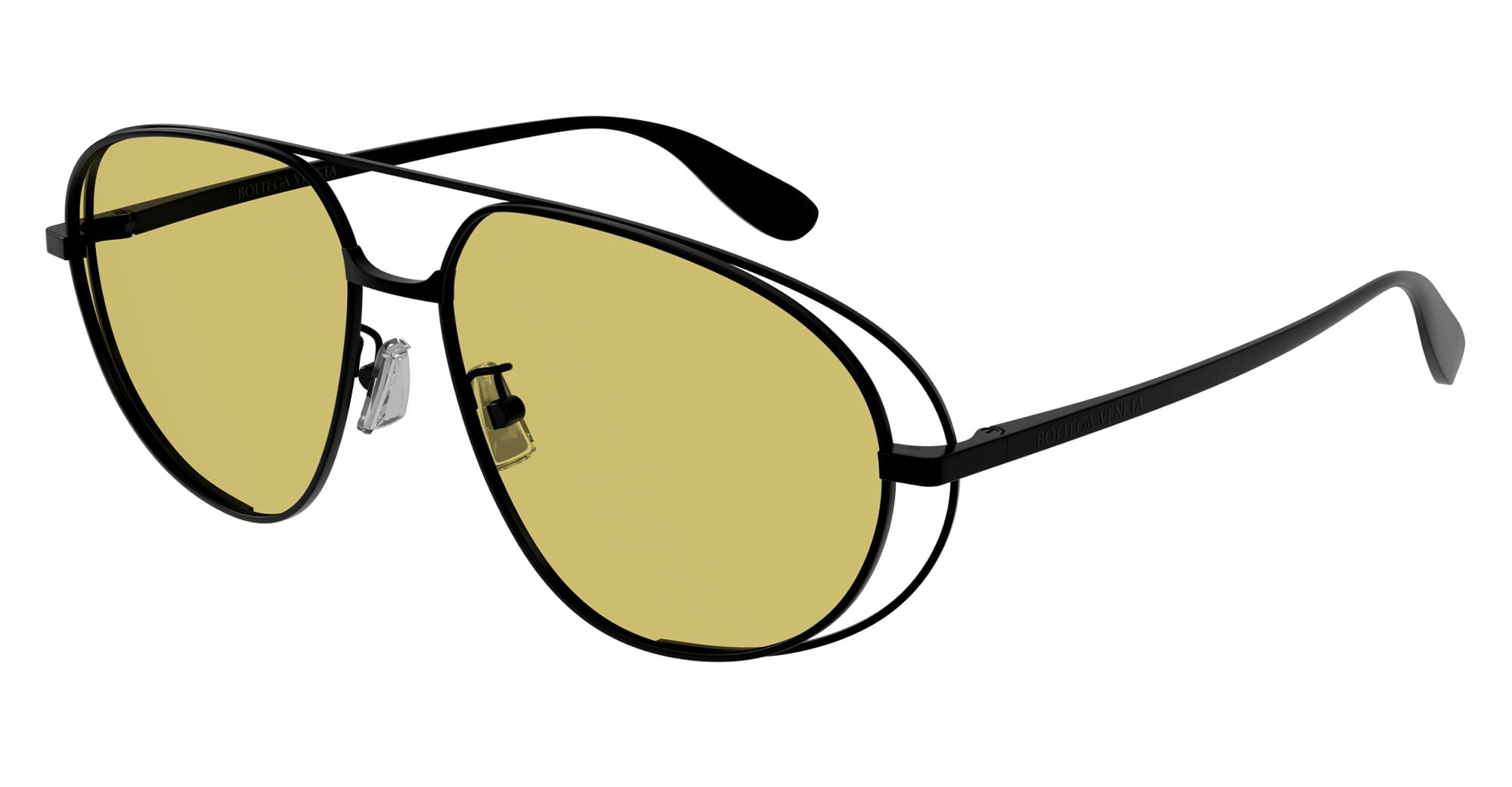 Ottica Mondello Roma - Bottega Veneta - BV1344S-002 - BV1344S-002 - BLACK - Metal - shape Pilot - Black - EYEWEAR - SUNGLASSES - Unisex,Uomo,Donna,Women,Men - lens yellow - Made In Japan
