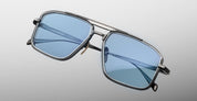 Ottica Mondello Roma - Jacques Marie Mage - JMMER-2H - EARL - ANTIQUE SILVER - Titanium - shape Navigator - Silver - EYEWEAR - SUNGLASSES - Unisex,Uomo,Donna,Women,Men - lens Blue - Made In Japan