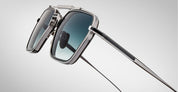 Ottica Mondello Roma - Jacques Marie Mage - JMMCMD-P3 - COMMODORE - PACIFIC - Titanium - shape Squared - Silver - EYEWEAR - SUNGLASSES - Unisex,Uomo,Donna,Women,Men - lens Gradient blue - Made In Japan
