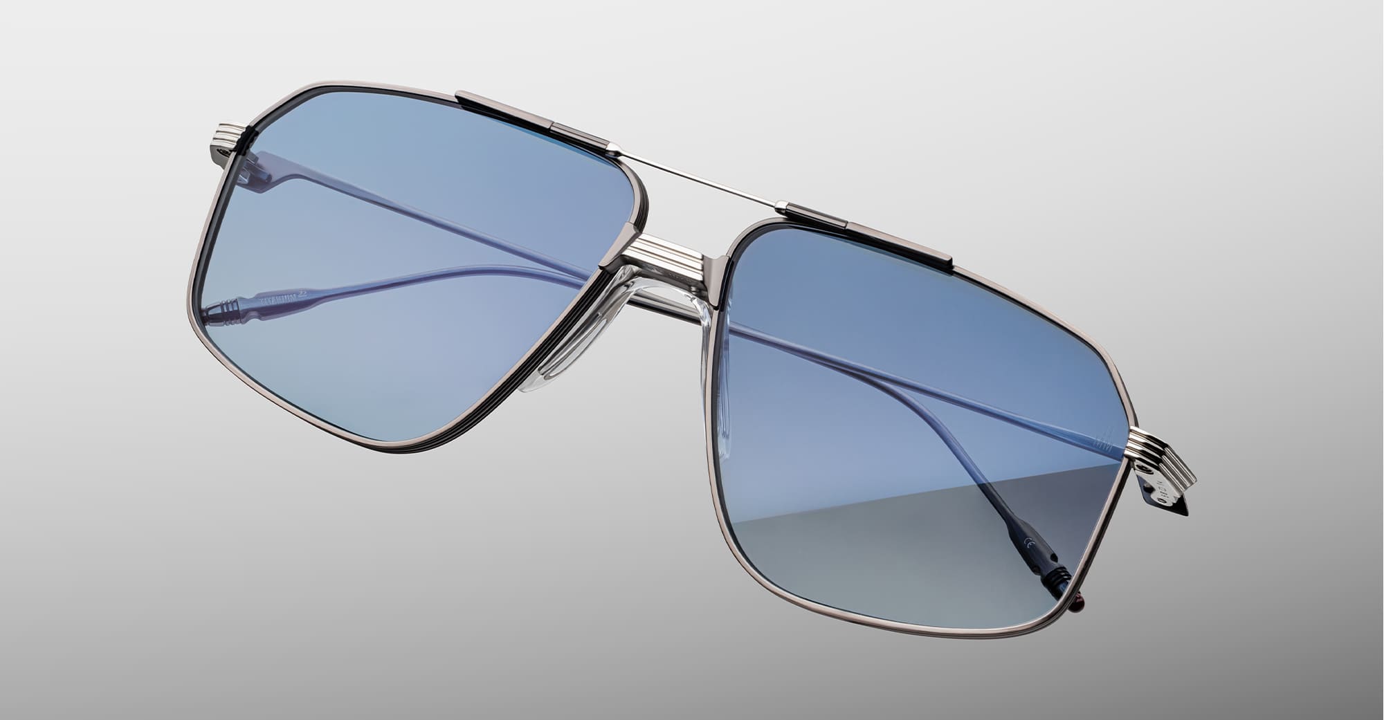 Ottica Mondello Roma - Jacques Marie Mage - JMMJG-2H - JAGGER - ANTIQUE SILVER - Titanium - shape Aviator - Silver - EYEWEAR - SUNGLASSES - Unisex,Uomo,Donna,Women,Men - lens Gradient blue - Made In Japan