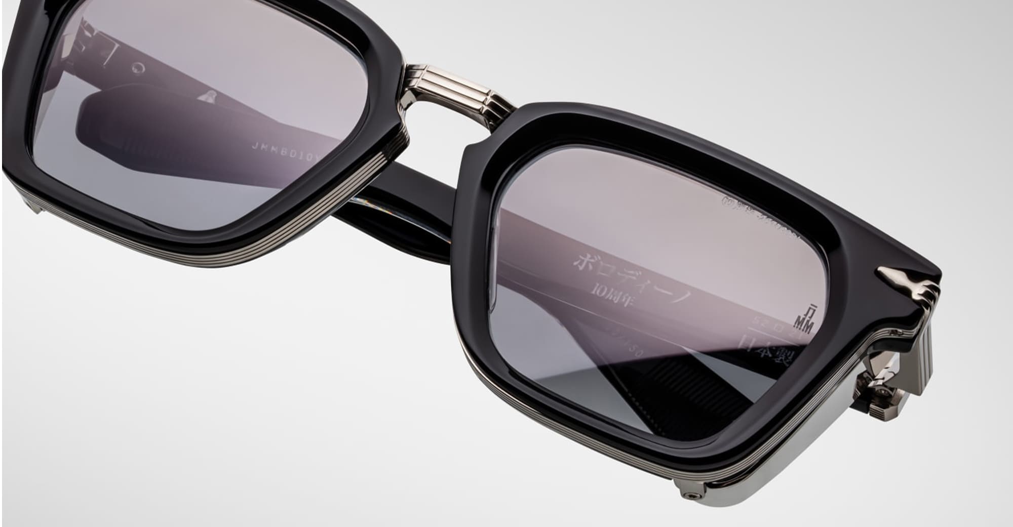Ottica Mondello Roma - Jacques Marie Mage - JMMBD-10Y1 - DECADE COLLECTION: BORODINO - DECADE - Acetate - shape Squared - Black - EYEWEAR - SUNGLASSES - Uomo,Men - lens silver - Made In Japan