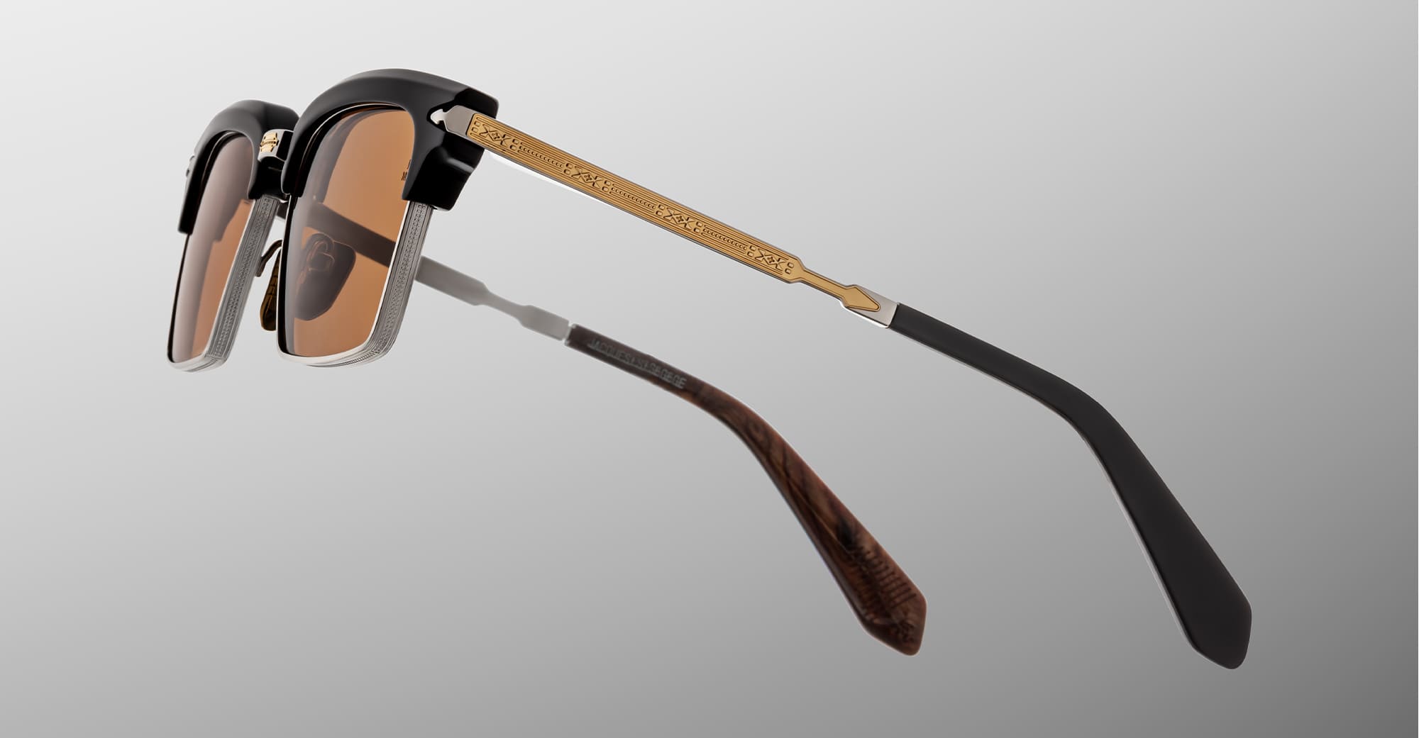 Ottica Mondello Roma - Jacques Marie Mage - JMMIL-10A - ALIN - NOIR X - Acetate, titanium - shape Clubmaster - Black - EYEWEAR - SUNGLASSES - Unisex,Uomo,Donna,Women,Men - lens orange - Made In Japan