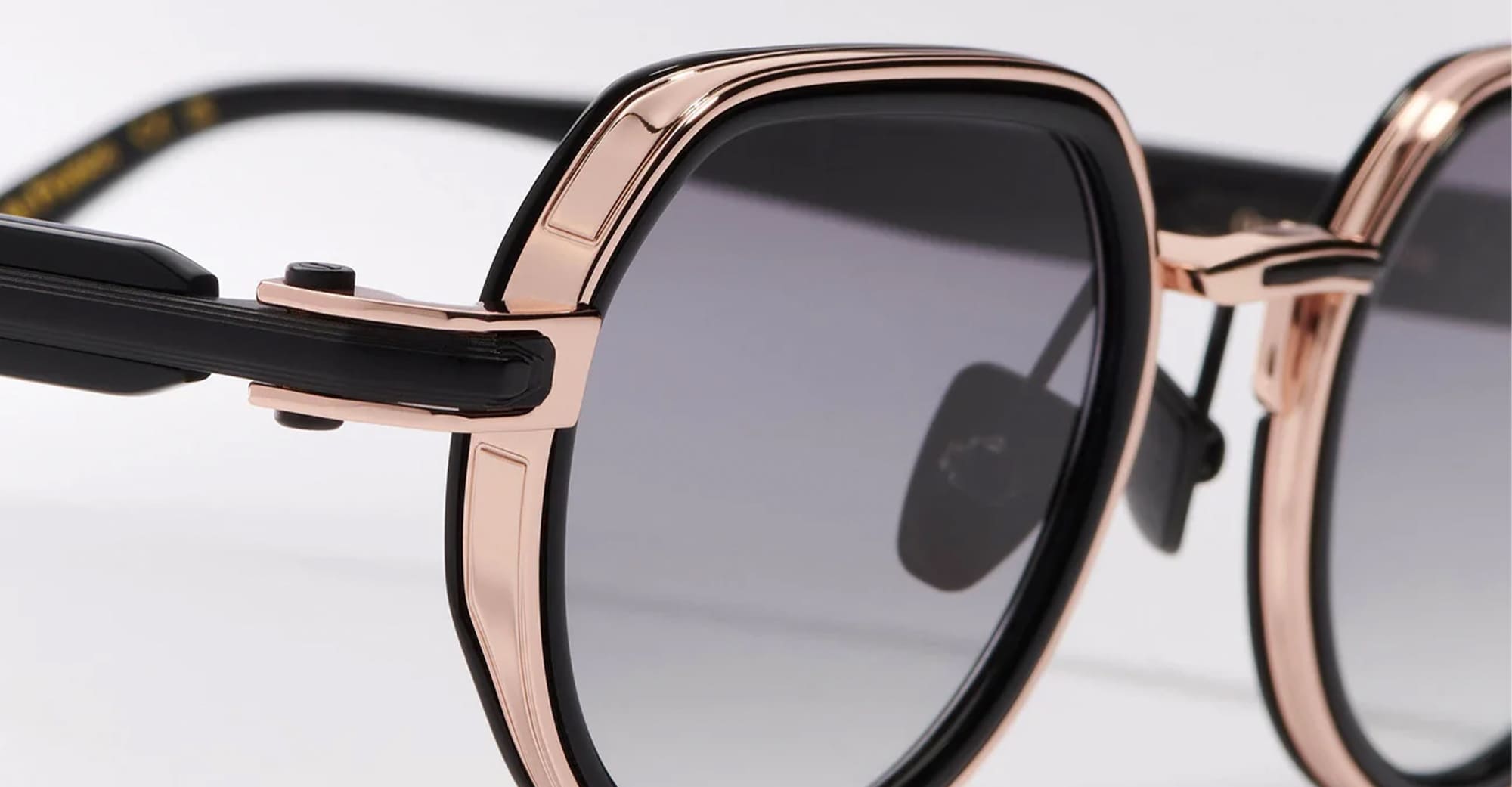 Ottica Mondello Roma - John Dalia - ANYA-C413 - ANYA - C413 Shiny Black / Rose Gold - Metal - shape Round - Black, gold - EYEWEAR - SUNGLASSES - Unisex,Uomo,Donna,Women,Men - lens Gradient grey - Made In France
