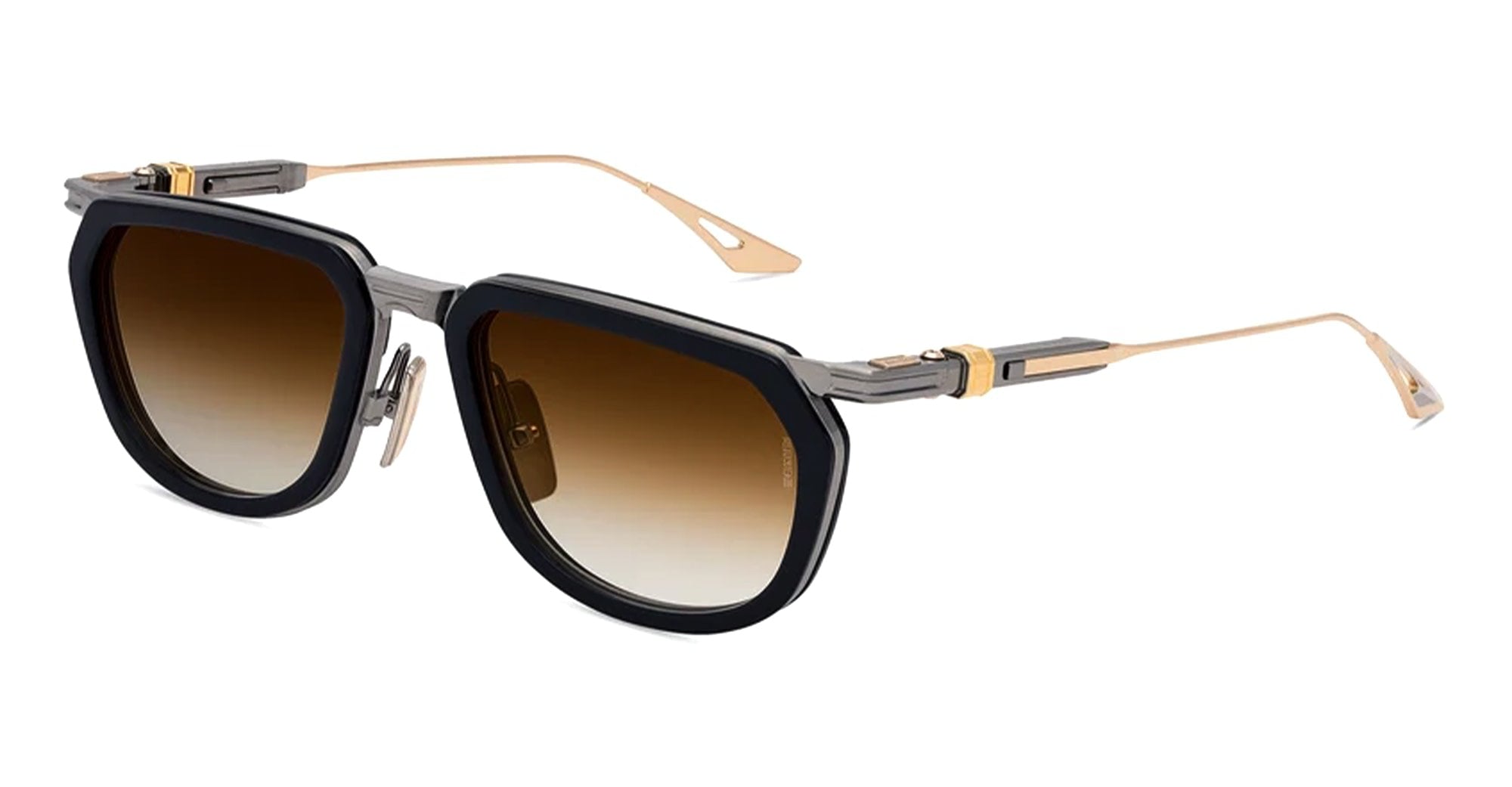   WHITE GOLD - Acetate, titanium - shape Squared - blue,  silver - EYEWEAR - SUNGLASSES - Unisex,Uomo,Donna,Women,Men - lens Gradient brown - Made In Japan