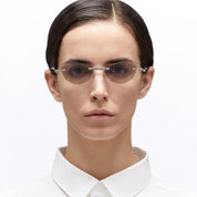 Ottica Mondello Roma - Kuboraum - KRSH48SI0000004G - MASK H48 SI - SILVER - metal, acetate - shape Cat-eye - Silver - EYEWEAR - SUNGLASSES - Donna,Women - lens light grey - Made In Italy