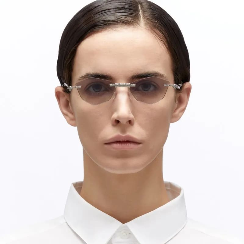 Ottica Mondello Roma - Kuboraum - KRSH48SI0000004G - MASK H48 SI - SILVER - metal, acetate - shape Cat-eye - Silver - EYEWEAR - SUNGLASSES - Donna,Women - lens light grey - Made In Italy