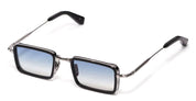 Ottica Mondello Roma - John Dalia - PIERCE-C107 - PIERCE - C107 Shiny Black / Ruthenium Plated - Metal - shape Rectangular - Black, gold - EYEWEAR - SUNGLASSES - Unisex,Uomo,Donna,Women,Men - lens Gradient blue - Made In France