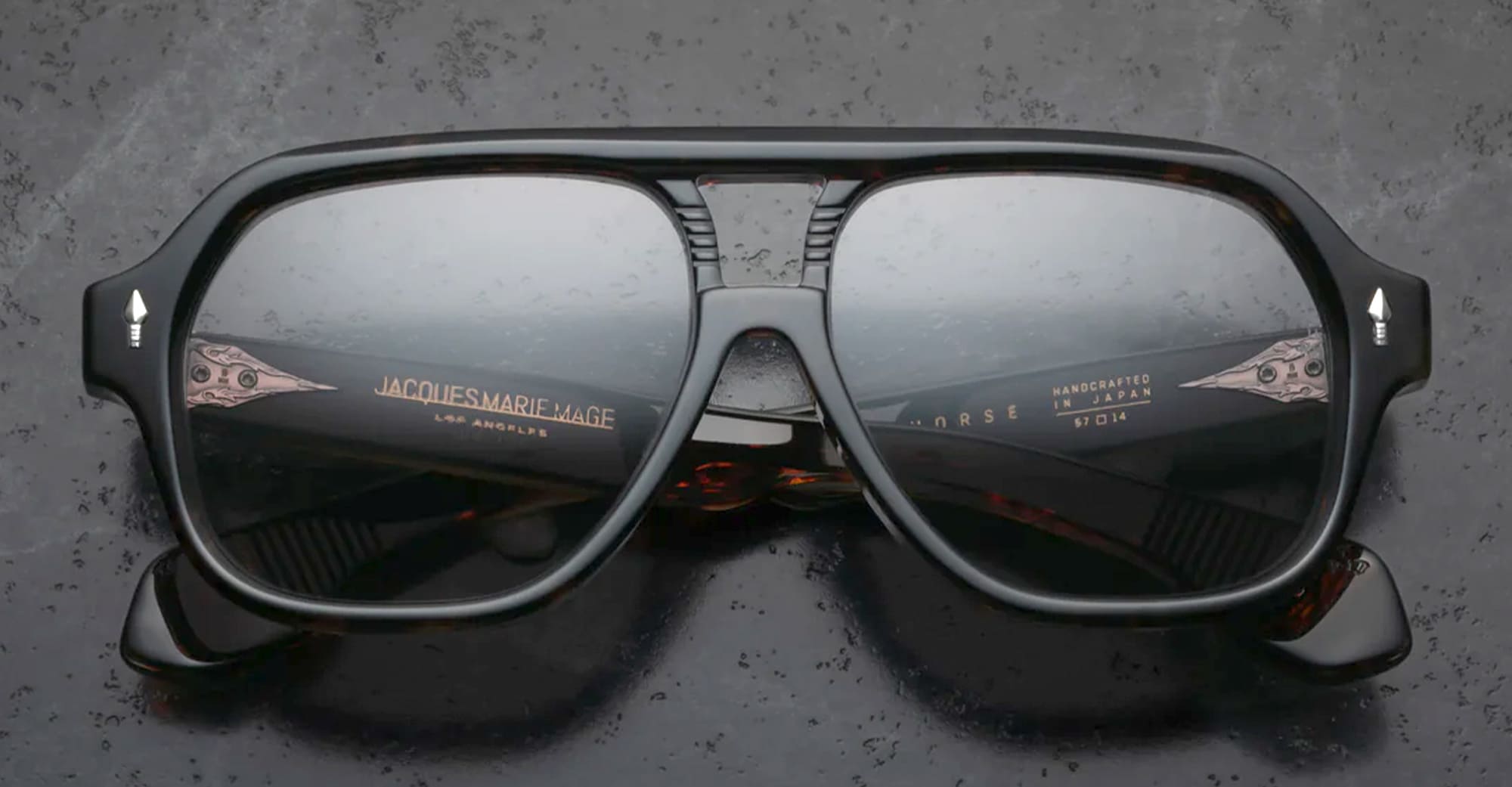 Ottica Mondello Roma - Jacques Marie Mage - JMMWD-13V - LAST FRONTIER VI - WILDHORSE- BEAU - Acetate - shape Navigator - Tortoise - EYEWEAR - SUNGLASSES - Uomo,Men - lens Grey - Made In Japan