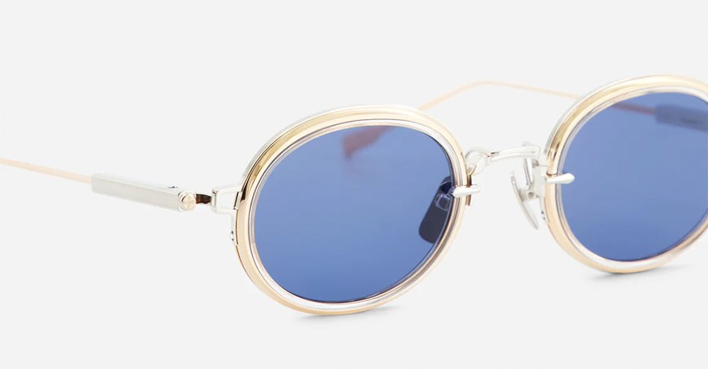 Ottica Mondello Roma - Sato - Acamar-II-P-RG-1 - ACAMAR II - Platinum / rose gold - Titanium - shape Oval - silver, gold - EYEWEAR - SUNGLASSES - Unisex,Uomo,Donna,Women,Men - lens Blue - Made In Japan