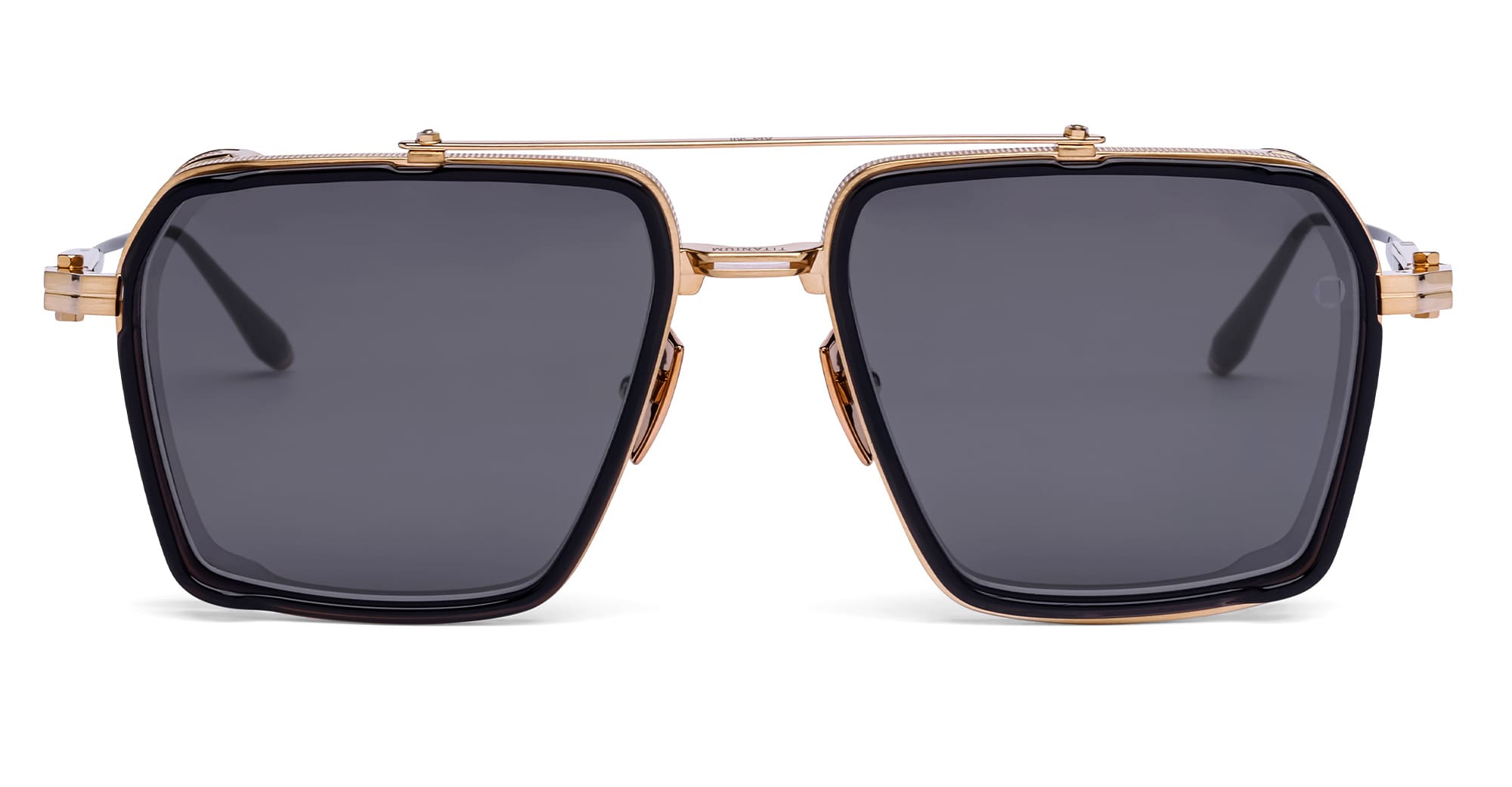 Ottica Mondello Roma - Akoni - AKS-510E-58 - TIROS - BRUSHED 12K GOLD / CRYSTAL BLACK - titanium, acetate - shape  - gold, black - EYEWEAR - SUNGLASSES - Uomo,Men - lens  - Made In Japan