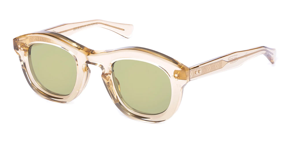 GREEN LENS - Acetate - shape Round - Champagne - EYEWEAR - SUNGLASSES - Unisex,Uomo,Donna,Women,Men - lens Green - Made In Japan