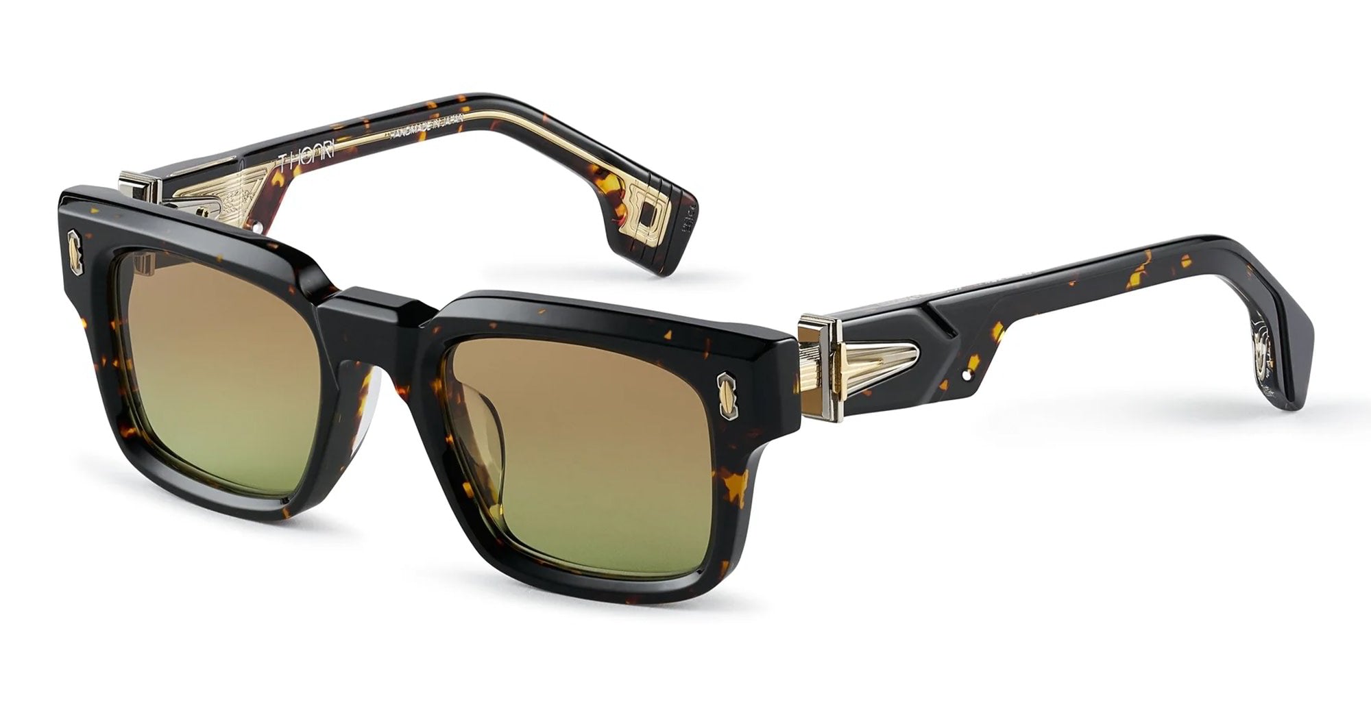 Ottica Mondello Roma - T HENRI - ELAP - ELVA - PETRA - Acetate - shape Squared - Havana - EYEWEAR - SUNGLASSES - Unisex,Uomo,Donna,Women,Men - lens Gradient green - Made In Japan