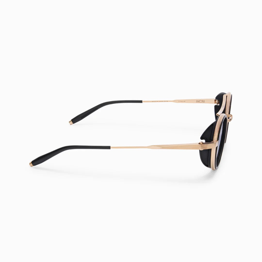 Ottica Mondello Roma - Akoni - AKS-532A-48 - ASTRIA - MATTE BLACK - Titanium - shape Round - Black - EYEWEAR - SUNGLASSES - Unisex,Uomo,Donna,Women,Men - lens Grey - Made In Japan