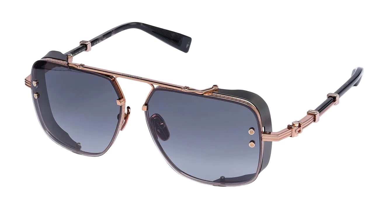 Ottica Mondello Roma - Balmain - BPS-181B-62 - LEGEND - ROSE GOLD - CRYSTAL BLACK HAVANA - Titanium - shape Navigator - gold, black - EYEWEAR - SUNGLASSES - Unisex,Uomo,Donna,Women,Men - lens dark grey - Made In Japan