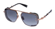 Ottica Mondello Roma - Balmain - BPS-181B-62 - LEGEND - ROSE GOLD - CRYSTAL BLACK HAVANA - Titanium - shape Navigator - gold, black - EYEWEAR - SUNGLASSES - Unisex,Uomo,Donna,Women,Men - lens dark grey - Made In Japan