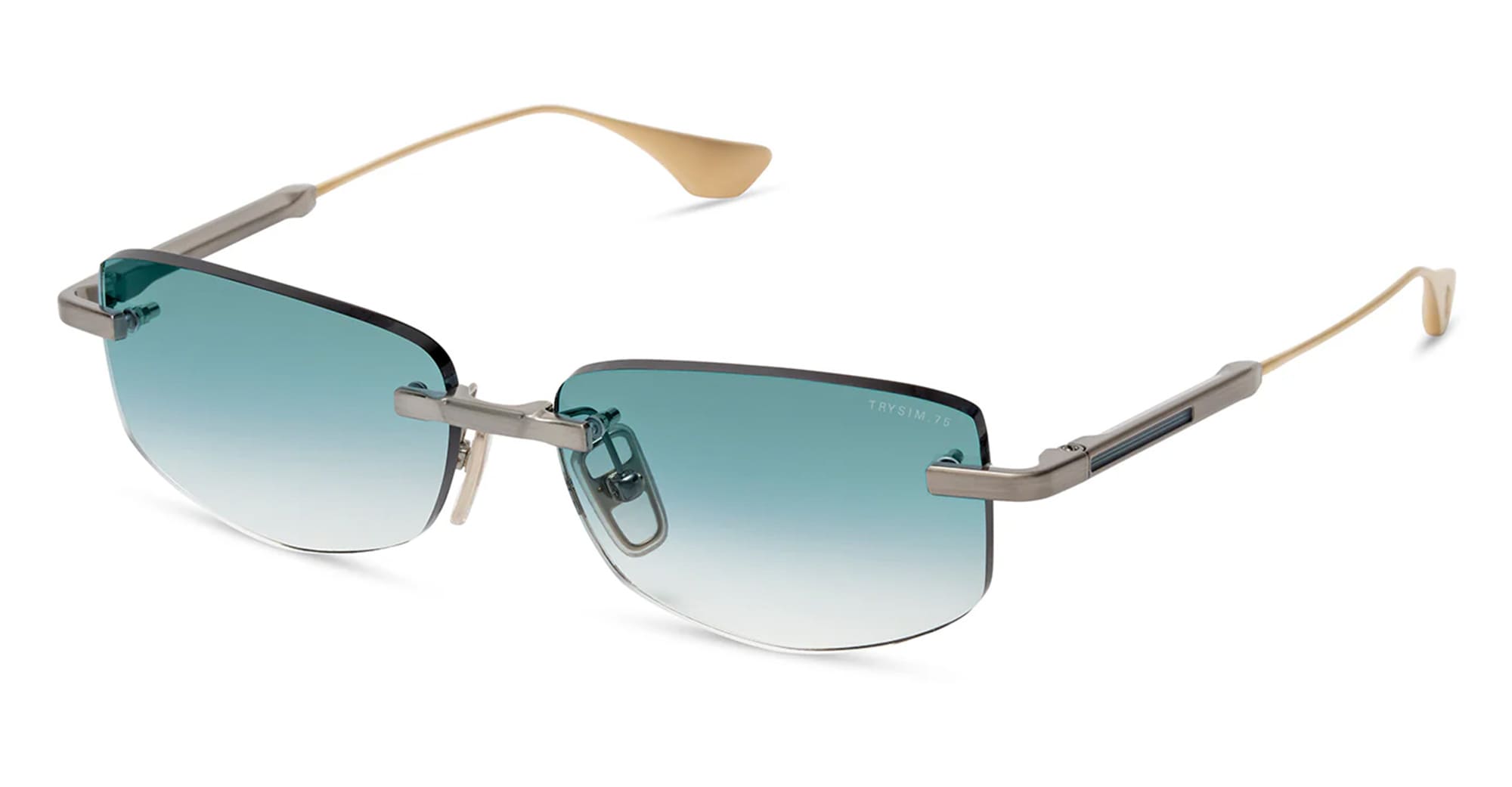 Ottica Mondello Roma - DITA - DTS182-A-03 - TRYSIM.75 - ANTIQUE SILVER / WHITE GOLD  - Titanium - shape Rectangular - Silver - EYEWEAR - SUNGLASSES - Unisex,Uomo,Donna,Women,Men - lens Gradient blue - Made In Japan