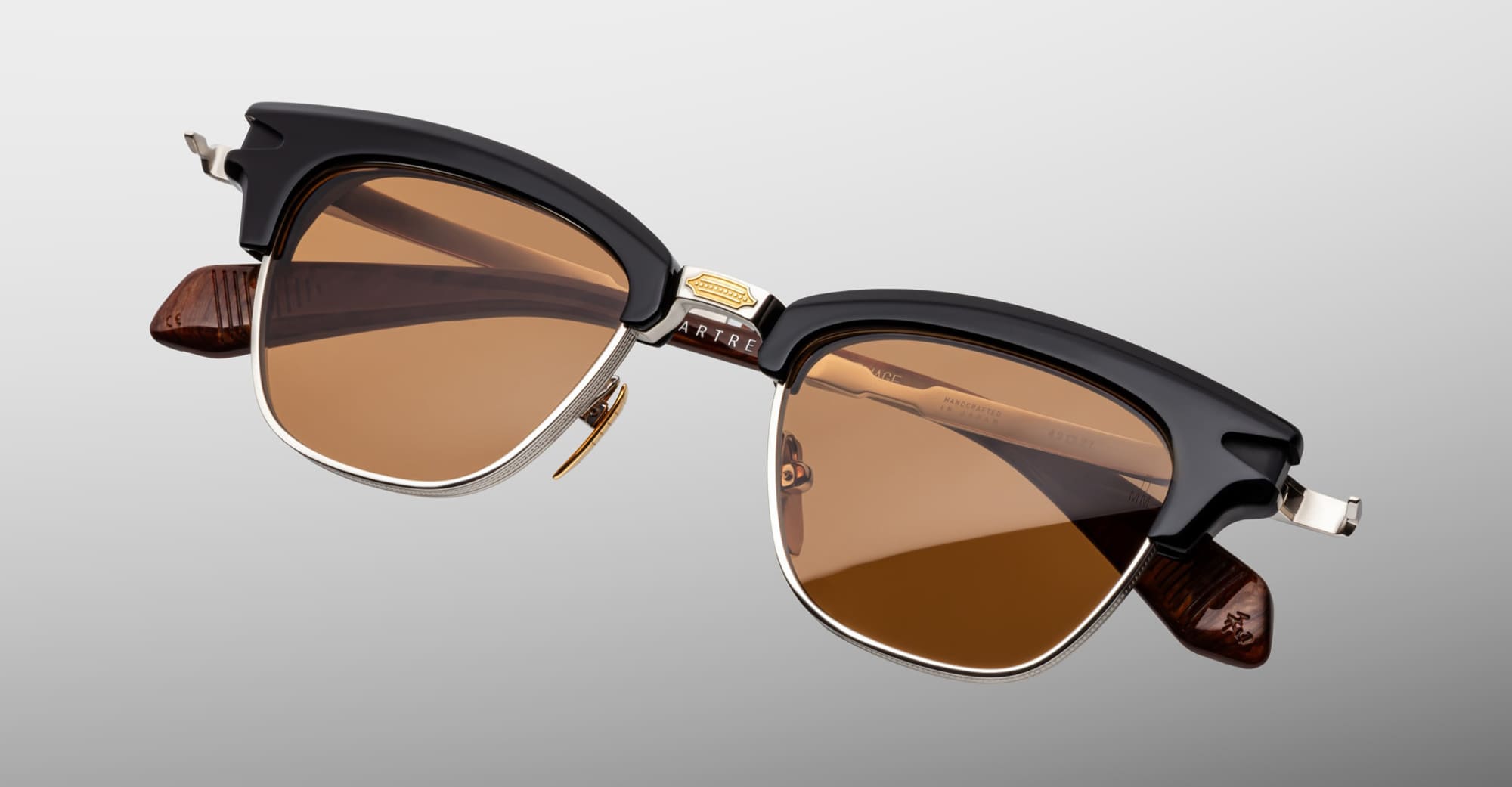 Ottica Mondello Roma - Jacques Marie Mage - JMMSA-10A - SARTRE - NOIR X (ORIGINAL VERSION) - Acetate, titanium - shape Clubmaster - black, brown - EYEWEAR - SUNGLASSES - Unisex,Uomo,Donna,Women,Men - lens Clear - Made In Japan