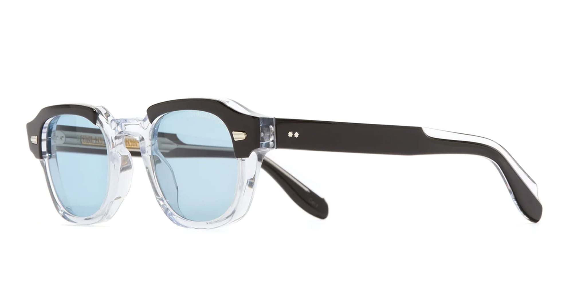 Ottica Mondello Roma - Cutler and Gross - CGSN-1420-47-01 - 1420 - BLACK ON CRYSTAL - Acetate - shape Panto - black, transparent - EYEWEAR - SUNGLASSES - Unisex,Uomo,Donna,Women,Men - lens Blue - Made In Italy