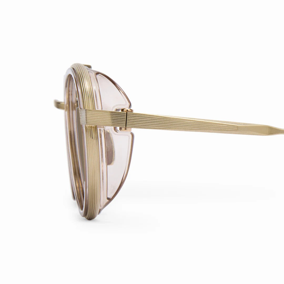 Ottica Mondello Roma - Akoni - AKS-532D-48 - ASTRIA - CRYSTAL SAND - Titanium - shape Round - Black - EYEWEAR - SUNGLASSES - Unisex,Uomo,Donna,Women,Men - lens Brown - Made In Japan