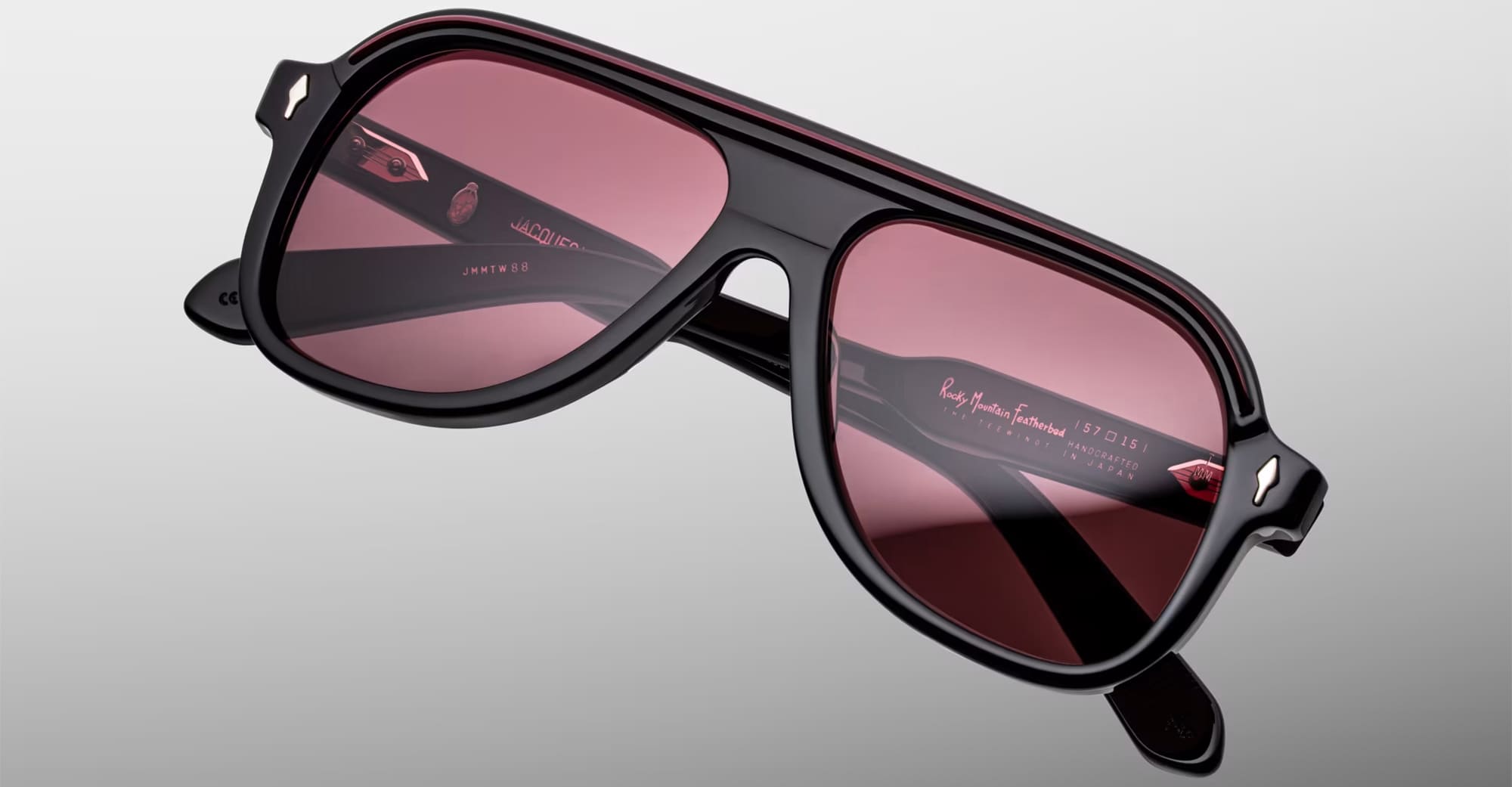 Ottica Mondello Roma - Jacques Marie Mage - JMMTW-88 - RMFC FOR JMM: TEEWINOT - BLACK - Acetate - shape Navigator - Black - EYEWEAR - SUNGLASSES - Unisex,Uomo,Donna,Women,Men - lens burgundy - Made In Japan