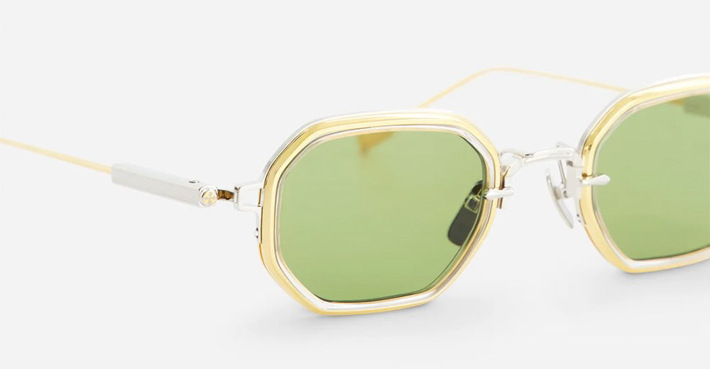 Ottica Mondello Roma - Sato - Timir-II-P-YG-1 - Timir II - Platinum / Yellow Gold - Titanium - shape Squared - silver, gold - EYEWEAR - SUNGLASSES - Unisex,Uomo,Donna,Women,Men - lens Green - Made In Japan
