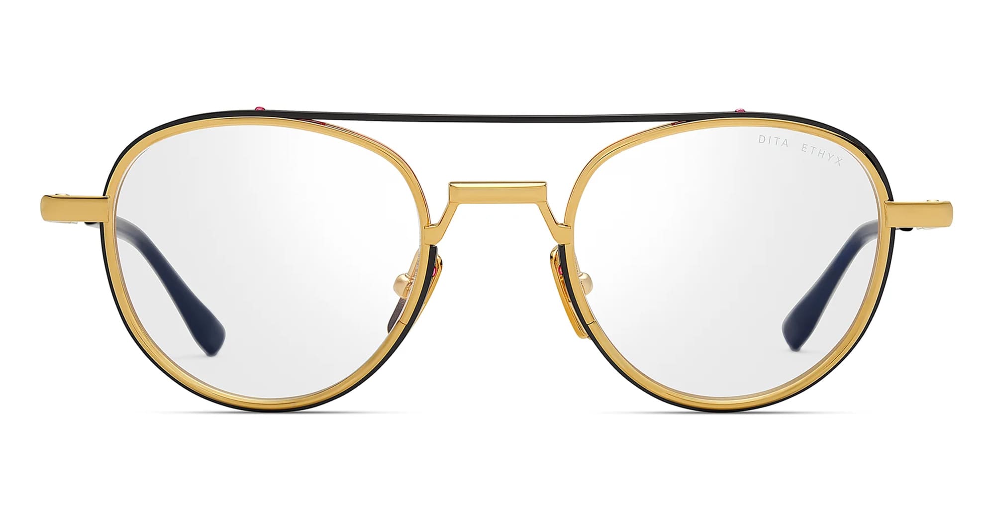 Ottica Mondello Roma - DITA - DTX189-A-01 - ETHYX-  BLACK IRON / YELLOW GOLD RX - titanium, acetate - shape Round - Black, Red - EYEWEAR - EYEGLASSES - Unisex,Uomo,Donna,Women,Men - lens Clear - Made In Japan