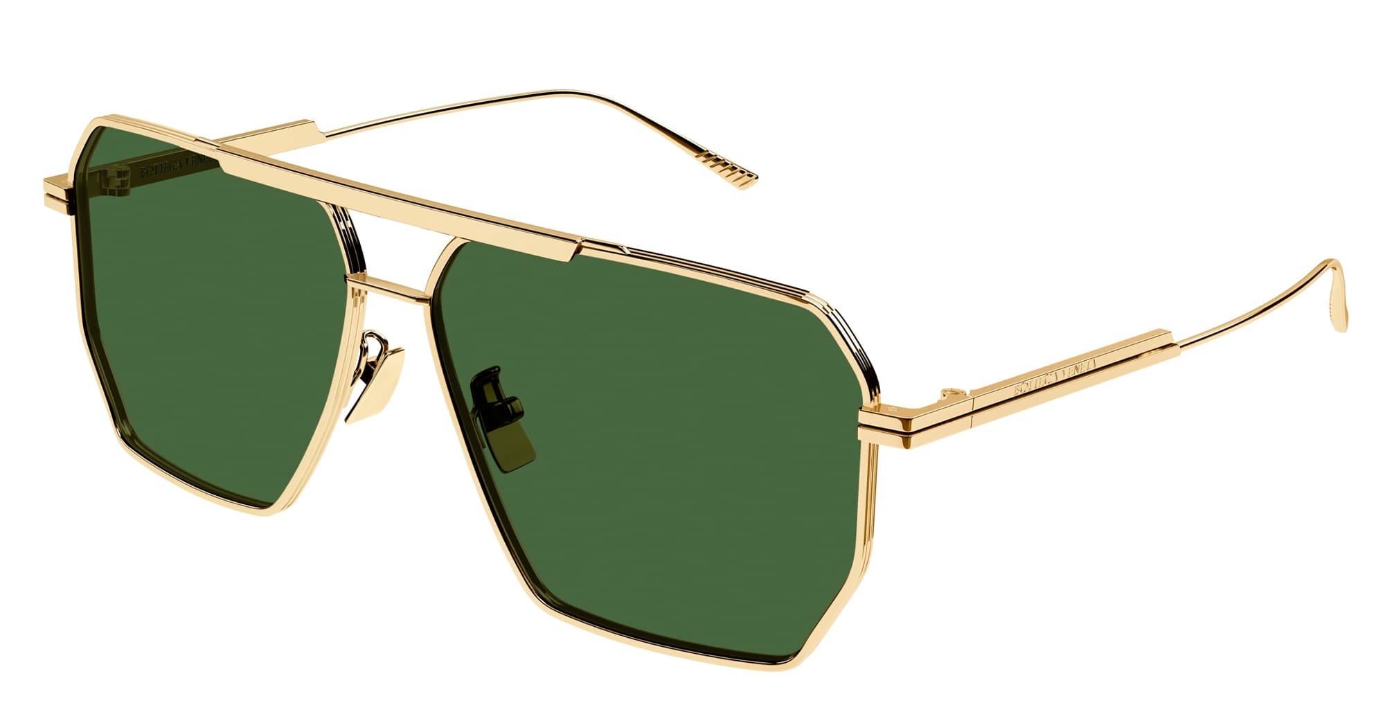 Ottica Mondello Roma - Bottega Veneta - BV1012S-004 - BV1012S-004 - GOLD / GREEN LENS - Metal - shape Squared - Gold - EYEWEAR - SUNGLASSES - Unisex,Uomo,Donna,Women,Men - lens Green - Made In Italy