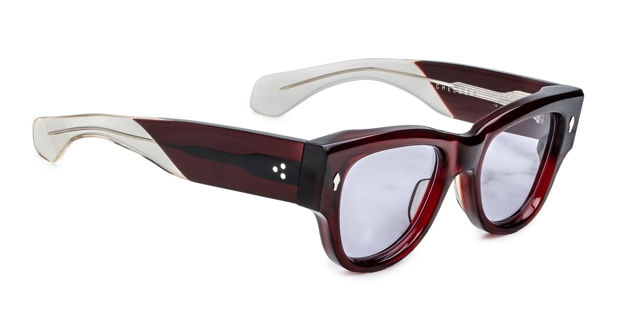 Ottica Mondello Roma - Jacques Marie Mage - JMMEH-14N - CHELSEA - CHERRY - Acetate - shape Round - red - EYEWEAR - SUNGLASSES - Donna,Women - lens lavender - Made In Japan