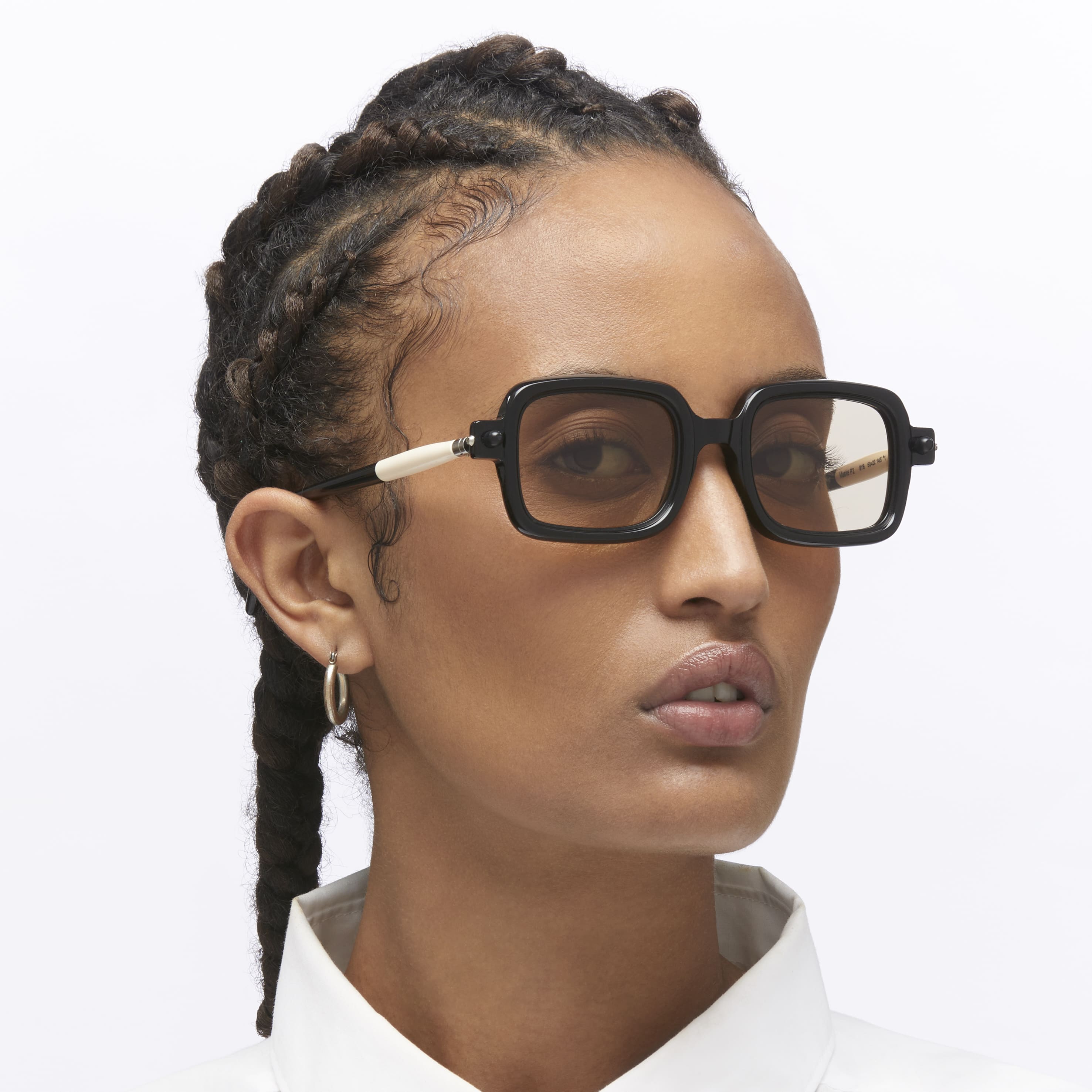 Ottica Mondello Roma - Kuboraum - KRS0P2BYB000002M - MASK P2 - BLACK / IVORY - Acetate - shape Rectangular - black, ivory - EYEWEAR - SUNGLASSES - Donna,Women - lens light brown - Made In Italy