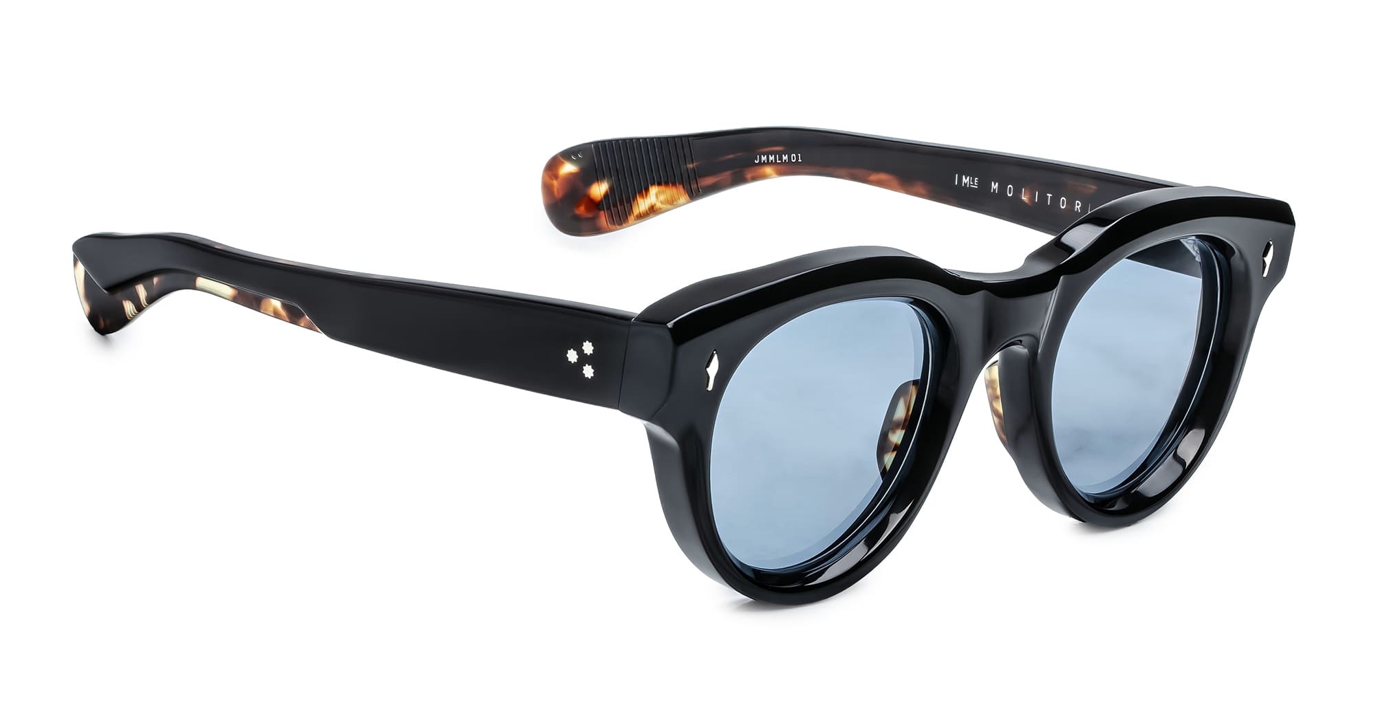 Ottica Mondello Roma - Jacques Marie Mage - JMMLM-01 - MOLITOR - NOIR - Acetate - shape Round - Black - EYEWEAR - SUNGLASSES - Unisex,Uomo,Donna,Women,Men - lens Blue - Made In Japan