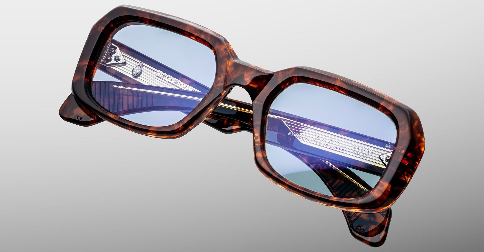 Ottica Mondello Roma - Jacques Marie Mage - JMMLD-5C - ALDO - ARGYLE - Acetate - shape Squared - Tortoise - EYEWEAR - SUNGLASSES - Unisex,Uomo,Donna,Women,Men - lens Blue - Made In Japan