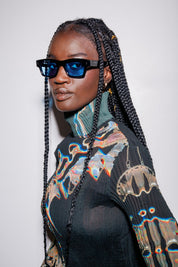 Ottica Mondello Roma - Peter and May - S119BBL - S119 AMY - BLACK  - Acetate - shape Squared - Black - EYEWEAR - SUNGLASSES - Donna,Women - lens Blue - Made In France