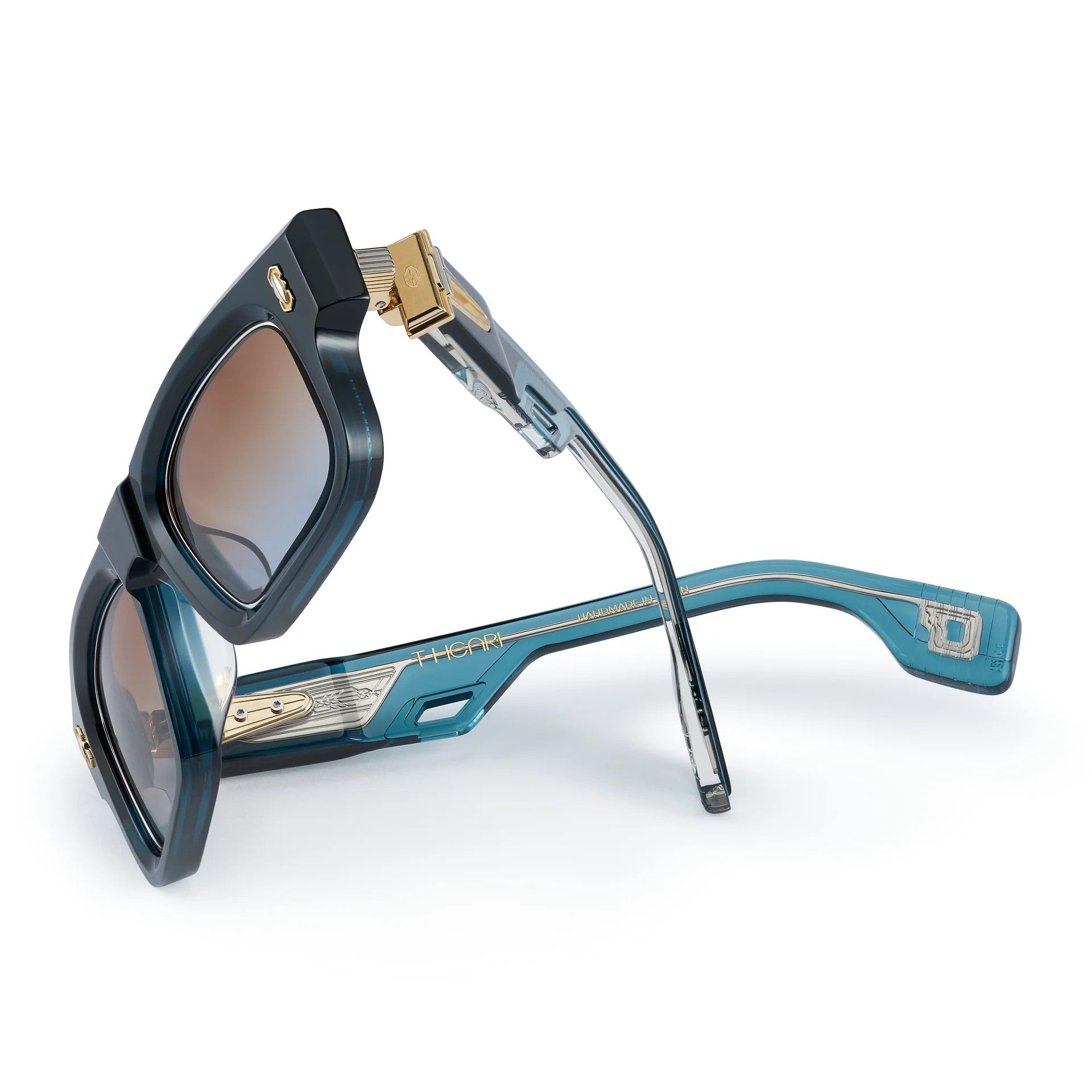 Ottica Mondello Roma - T HENRI - SPCU2 - SUPERLEGGERA - DEEP BLUE II - Acetate, titanium - shape Rectangular - blue - EYEWEAR - SUNGLASSES - Unisex,Uomo,Donna,Women,Men - lens Gradient brown - Made In Japan