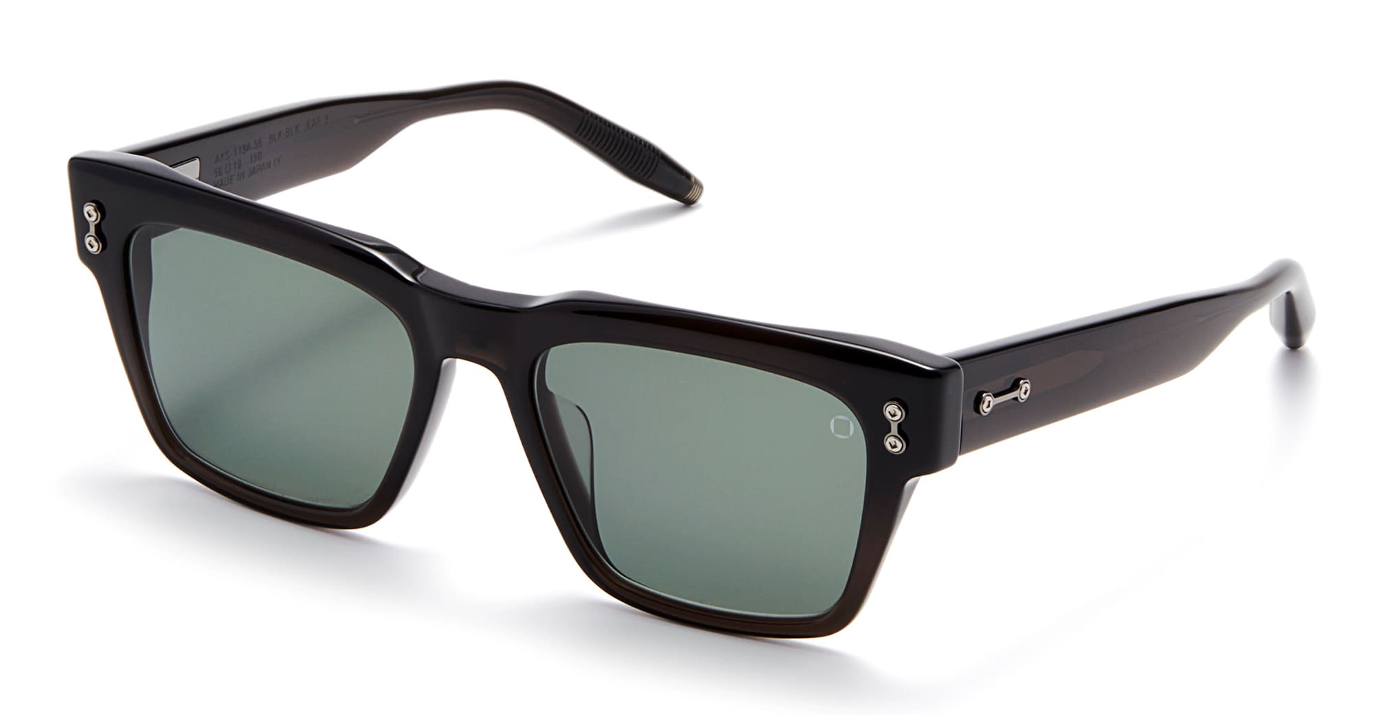 Ottica Mondello Roma - Akoni - AKS-113A-56 - COLUMBA - CRYSTAL BLACK / BLACK RHODIUM - 56 - Acetate - shape Squared - Black - EYEWEAR - SUNGLASSES - Unisex,Uomo,Donna,Women,Men - lens Green - Made In Japan