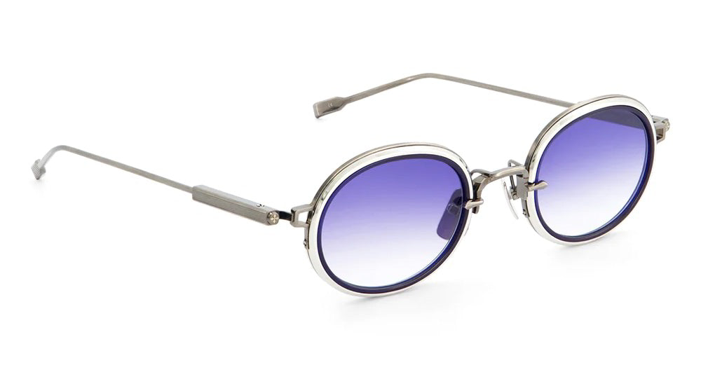  platinum - Titanium - shape Oval - Silver - EYEWEAR - SUNGLASSES - Unisex,Uomo,Donna,Women,Men - lens Gradient blue - Made In Japan