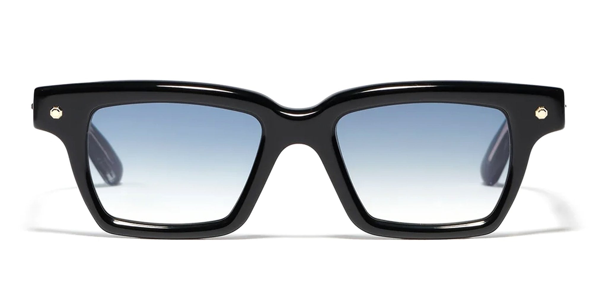  Yellow Gold - Acetate - shape Squared - Black, gold - EYEWEAR - SUNGLASSES - Unisex,Uomo,Donna,Women,Men - lens Gradient blue - Made In France