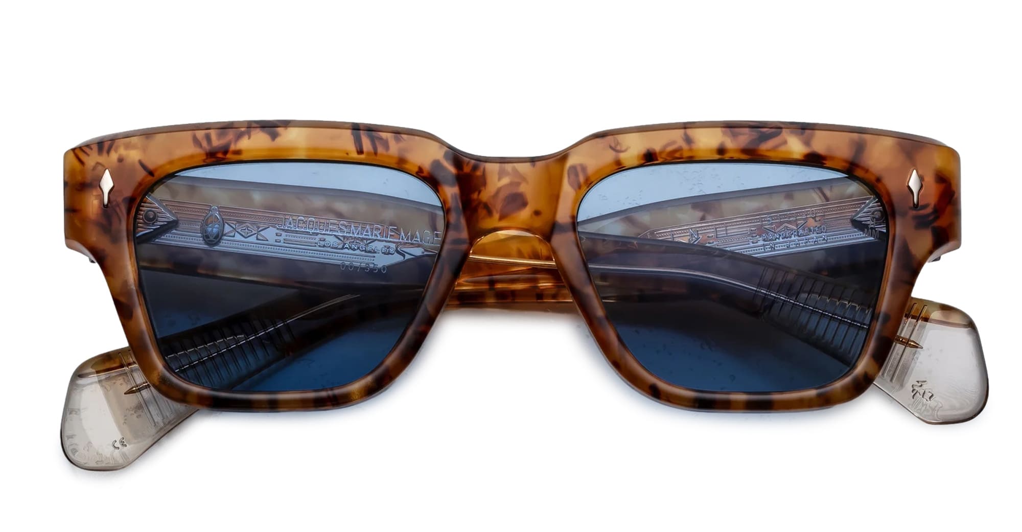 Ottica Mondello Roma - Jacques Marie Mage - JMMFE-13U - FELLINI - CAIRO - Acetate - shape Squared - Havana - EYEWEAR - SUNGLASSES - Unisex,Uomo,Donna,Women,Men - lens Blue - Made In Japan