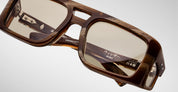Ottica Mondello Roma - Jacques Marie Mage - JMMWS-10Y6 - DECADE COLLECTION: WINDSOR - BARK HORN - Acetate - shape Rectangular - black, brown - EYEWEAR - SUNGLASSES - Uomo,Men - lens khaki - Made In Japan