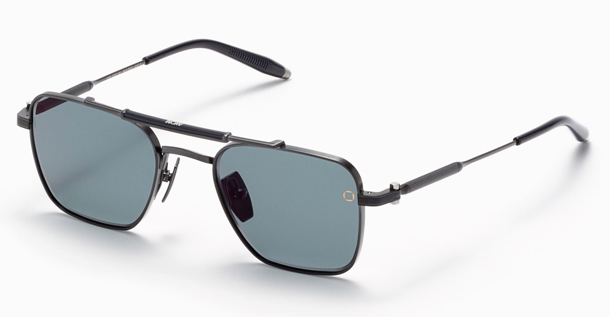 Ottica Mondello Roma - Akoni - AKS-200C-50 - EUROPA - BRUSHED BLACK / NAVY - titanium, acetate - shape Pilot - Black, Blue - EYEWEAR - SUNGLASSES - Unisex,Uomo,Donna,Women,Men - lens Grey - Made In Japan