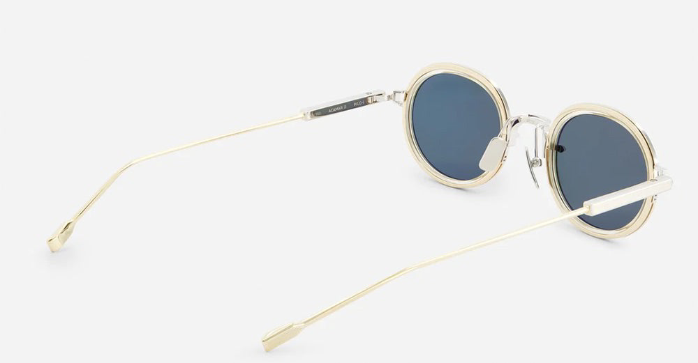 Ottica Mondello Roma - Sato - Acamar-II-P-LG-1 - ACAMAR II - Platinum / lunar gold - Titanium - shape Oval - silver, gold - EYEWEAR - SUNGLASSES - Unisex,Uomo,Donna,Women,Men - lens Green - Made In Japan