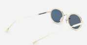 Ottica Mondello Roma - Sato - Acamar-II-P-LG-1 - ACAMAR II - Platinum / lunar gold - Titanium - shape Oval - silver, gold - EYEWEAR - SUNGLASSES - Unisex,Uomo,Donna,Women,Men - lens Green - Made In Japan