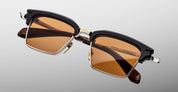Ottica Mondello Roma - Jacques Marie Mage - JMMIL-10A - ALIN - NOIR X - Acetate, titanium - shape Clubmaster - Black - EYEWEAR - SUNGLASSES - Unisex,Uomo,Donna,Women,Men - lens orange - Made In Japan